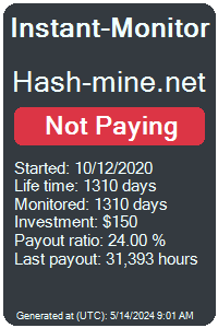 hash-mine.net Monitored by Instant-Monitor.com