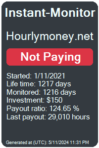 hourlymoney.net Monitored by Instant-Monitor.com