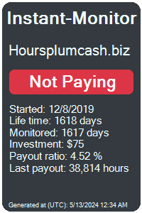 hoursplumcash.biz Monitored by Instant-Monitor.com