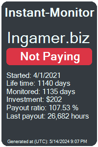ingamer.biz Monitored by Instant-Monitor.com