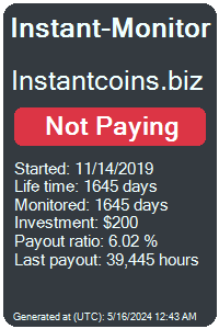 instantcoins.biz Monitored by Instant-Monitor.com