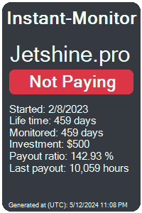 jetshine.pro Monitored by Instant-Monitor.com