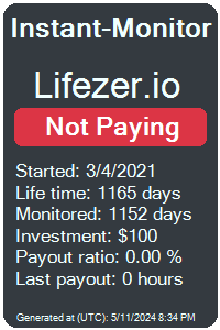 lifezer.io Monitored by Instant-Monitor.com