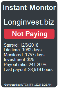 longinvest.biz Monitored by Instant-Monitor.com