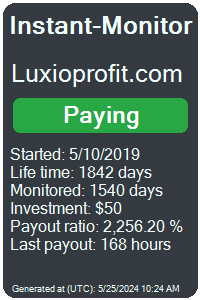 luxioprofit.com Monitored by Instant-Monitor.com