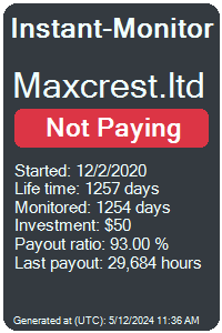maxcrest.ltd Monitored by Instant-Monitor.com