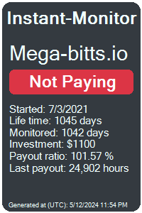 mega-bitts.io Monitored by Instant-Monitor.com