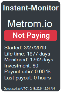 metrom.io Monitored by Instant-Monitor.com