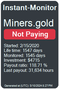 miners.gold Monitored by Instant-Monitor.com