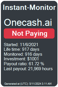 onecash.ai Monitored by Instant-Monitor.com
