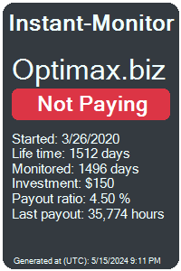 optimax.biz Monitored by Instant-Monitor.com