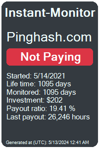 pinghash.com Monitored by Instant-Monitor.com