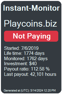 playcoins.biz Monitored by Instant-Monitor.com