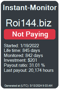 roi144.biz Monitored by Instant-Monitor.com
