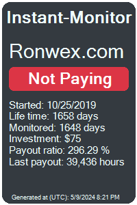 ronwex.com Monitored by Instant-Monitor.com