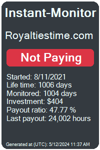 royaltiestime.com Monitored by Instant-Monitor.com