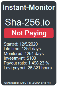 sha-256.io Monitored by Instant-Monitor.com