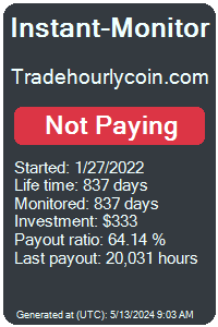 tradehourlycoin.com Monitored by Instant-Monitor.com