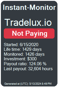 tradelux.io Monitored by Instant-Monitor.com