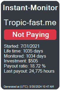 tropic-fast.me Monitored by Instant-Monitor.com