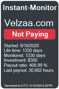 velzaa.com Monitored by Instant-Monitor.com