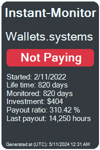 wallets.systems Monitored by Instant-Monitor.com