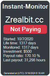 zrealbit.cc Monitored by Instant-Monitor.com