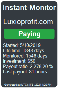 luxioprofit.com Monitored by Instant-Monitor.com
