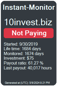 10invest.biz Monitored by Instant-Monitor.com