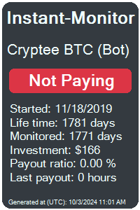 CrypteeBTCBot Monitored by Instant-Monitor.com