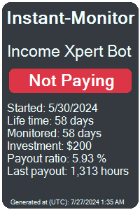 IncomeXpertBot Monitored by Instant-Monitor.com