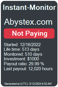 abystex.com Monitored by Instant-Monitor.com