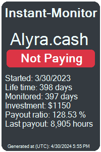 alyra.cash Monitored by Instant-Monitor.com