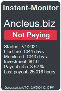 ancleus.biz Monitored by Instant-Monitor.com