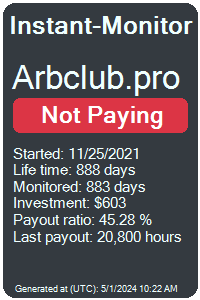 arbclub.pro Monitored by Instant-Monitor.com