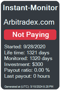arbitradex.com Monitored by Instant-Monitor.com