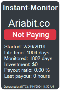 ariabit.co Monitored by Instant-Monitor.com