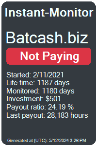 batcash.biz Monitored by Instant-Monitor.com