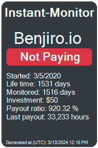 benjiro.io Monitored by Instant-Monitor.com