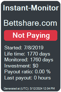 bettshare.com Monitored by Instant-Monitor.com
