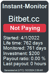 bitbet.cc Monitored by Instant-Monitor.com