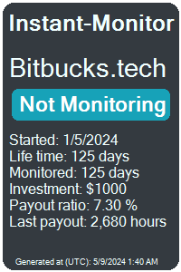 bitbucks.tech Monitored by Instant-Monitor.com