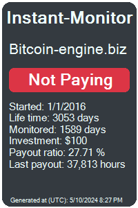 bitcoin-engine.biz Monitored by Instant-Monitor.com