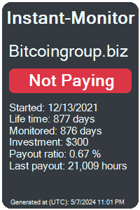 bitcoingroup.biz Monitored by Instant-Monitor.com