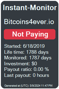 bitcoins4ever.io Monitored by Instant-Monitor.com