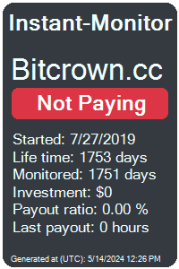 bitcrown.cc Monitored by Instant-Monitor.com