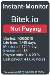 bitek.io Monitored by Instant-Monitor.com