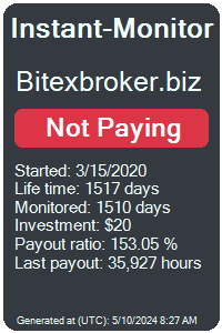 bitexbroker.biz Monitored by Instant-Monitor.com