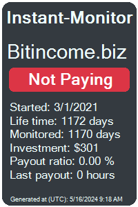 bitincome.biz Monitored by Instant-Monitor.com