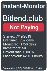 bitlend.club Monitored by Instant-Monitor.com